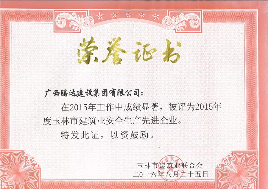 2015年度安全生产先进企业